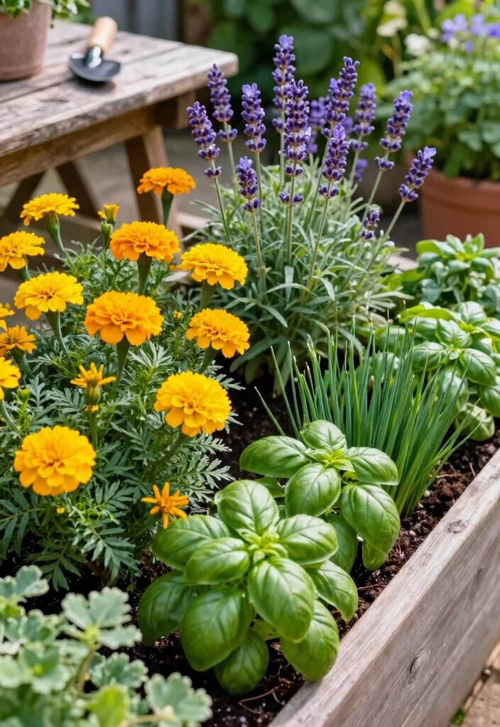 10 Small Flower Bed Ideas Simple, Easy, and Beginner Friendly 3 10 Small Flower Bed Ideas Simple, Easy, and Beginner Friendly - 3. Herbs and Flowers in One Bed 1