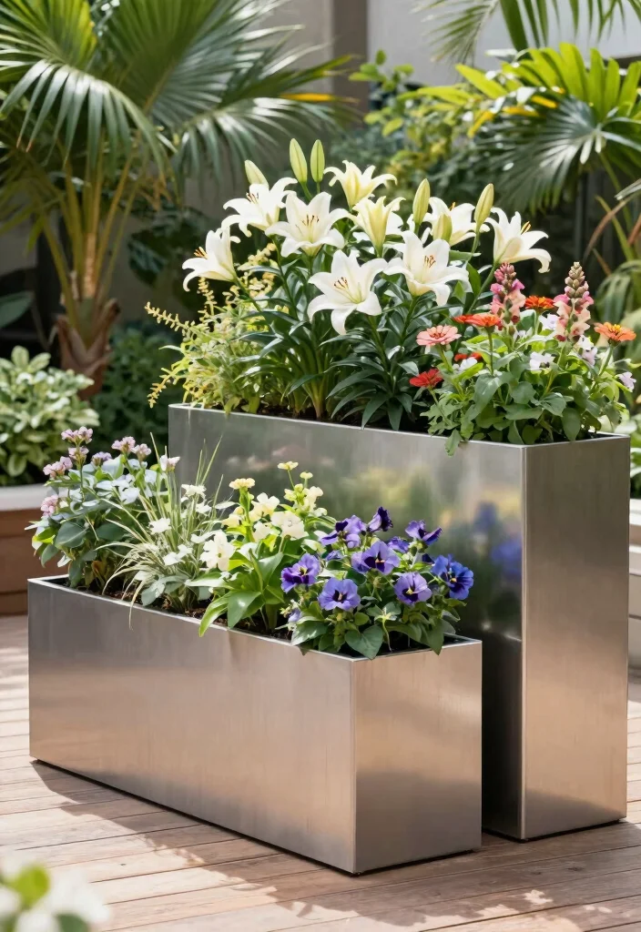 12 Above Ground Flower Bed Ideas for Easy Access and Modern Garden Design 8 12 Above Ground Flower Bed Ideas for Easy Access and Modern Garden Design - 8. Modern Metal Planters 1