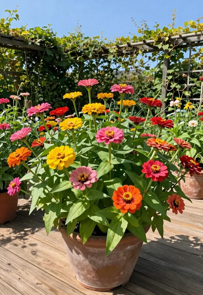 12 Annual Flower Bed Ideas for Fresh Color Every Growing Season - 3. Striking Zinnia Wonderland 1