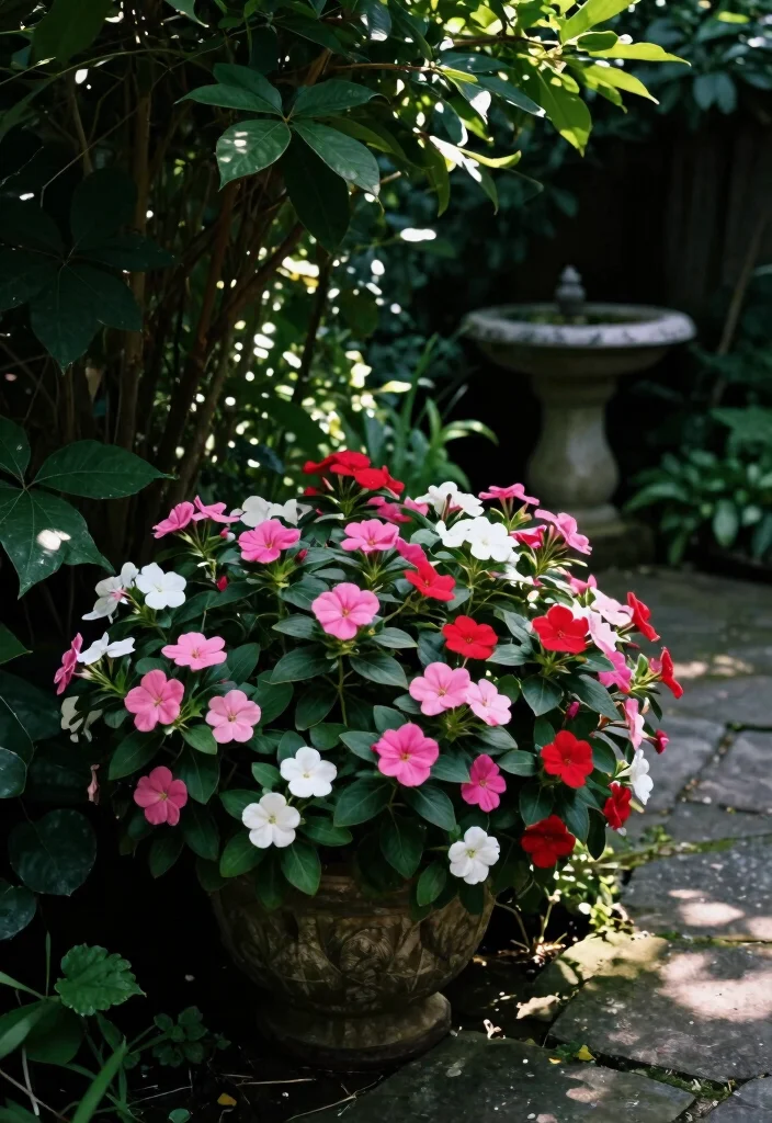 12 Annual Flower Bed Ideas for Fresh Color Every Growing Season - 6. Lush Impatiens Paradise 1
