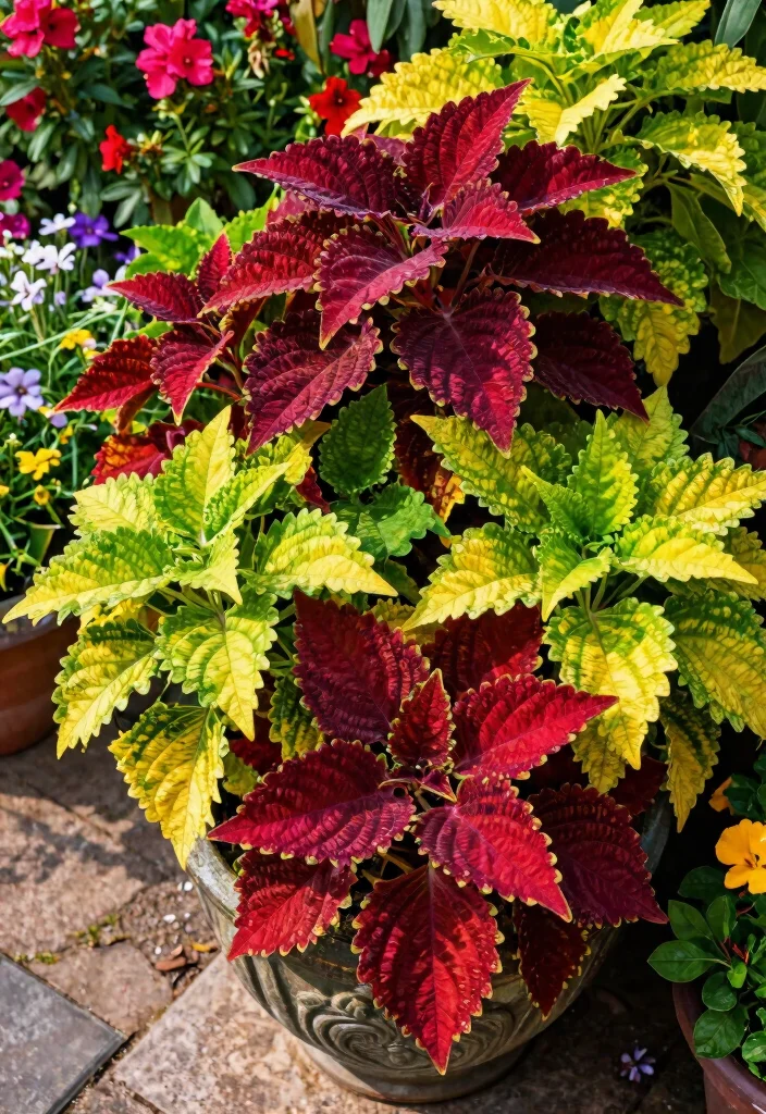 12 Annual Flower Bed Ideas for Fresh Color Every Growing Season - 9. Vibrant Coleus Combinations 1