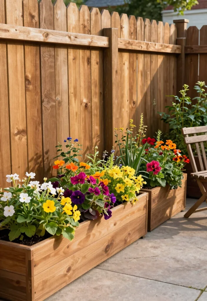 12 Backyard Fence Landscaping Ideas for Privacy Softening and Style - 4. Planter Boxes Along the Base 1