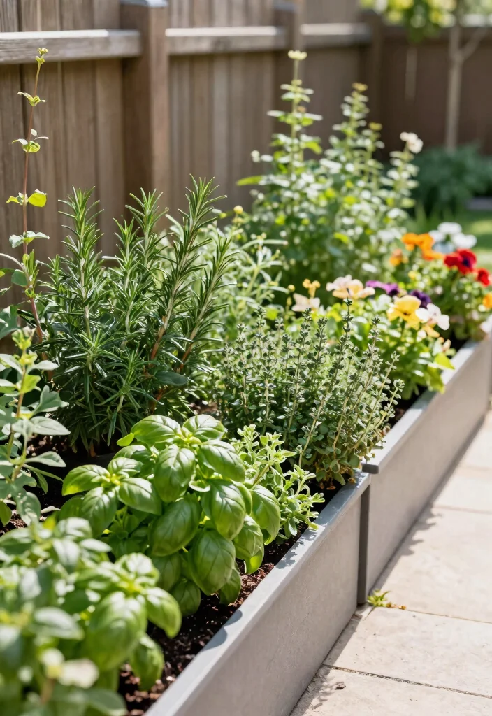 12 Backyard Fence Landscaping Ideas for Privacy Softening and Style - 7. Herb Gardens Along the Fence 1
