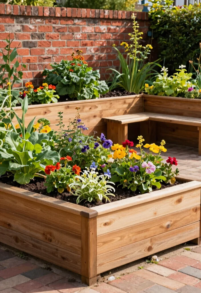 12 Brick Garden Bed Ideas for Classic Structure and Timeless Appeal - 10. Brick and Wood Combo Beds 1