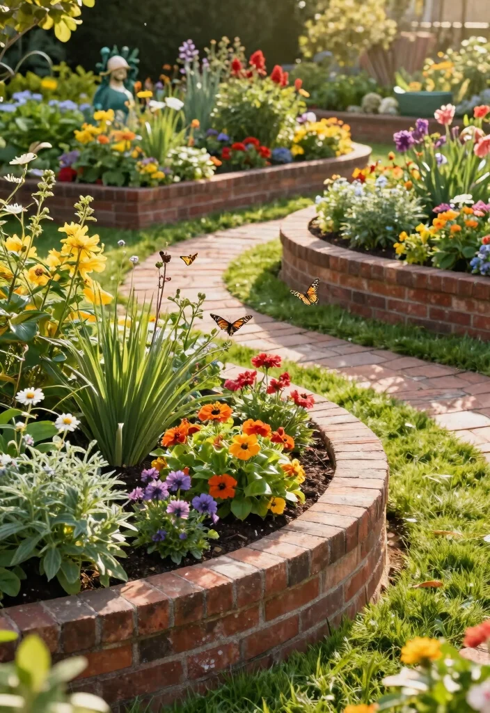 12 Brick Garden Bed Ideas for Classic Structure and Timeless Appeal - 2. Curved Brick Garden Beds 1