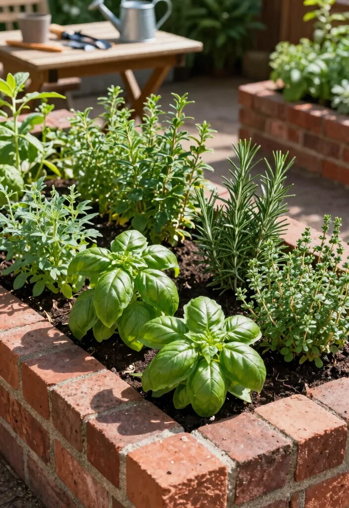 12 Brick Garden Bed Ideas for Classic Structure and Timeless Appeal - 5. Raised Brick Herb Gardens 1
