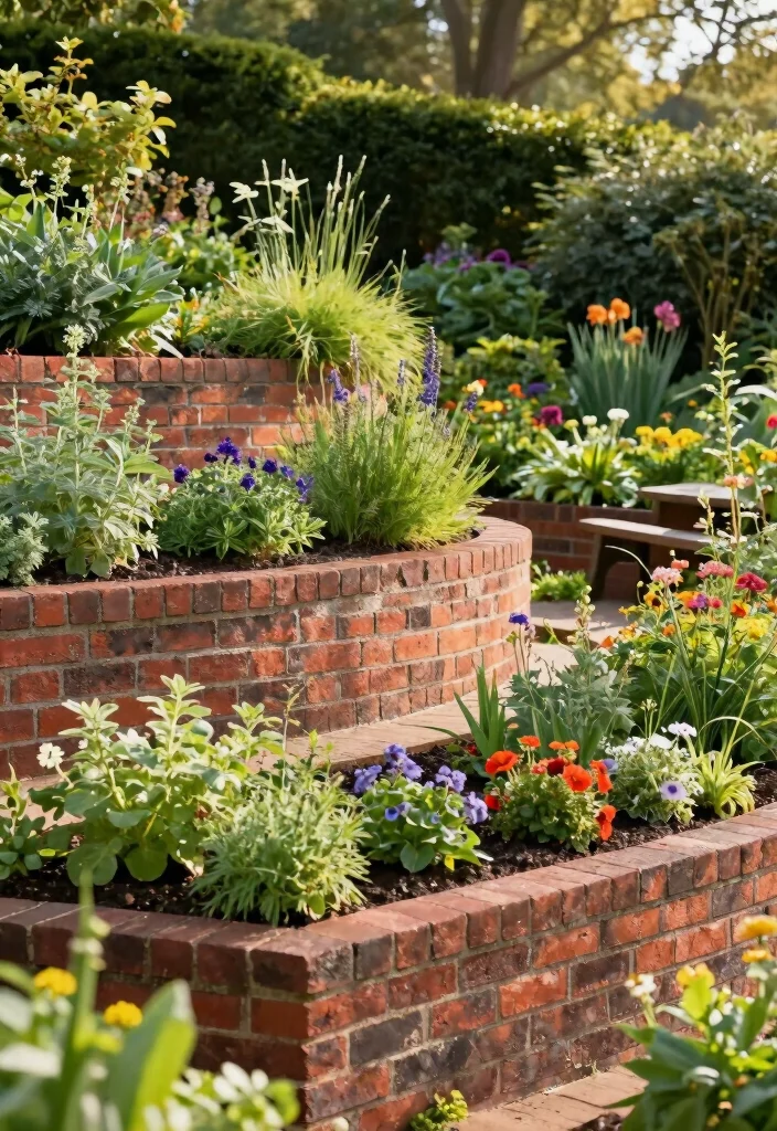 12 Brick Garden Bed Ideas for Classic Structure and Timeless Appeal - 7. Brick Retaining Wall Beds 1