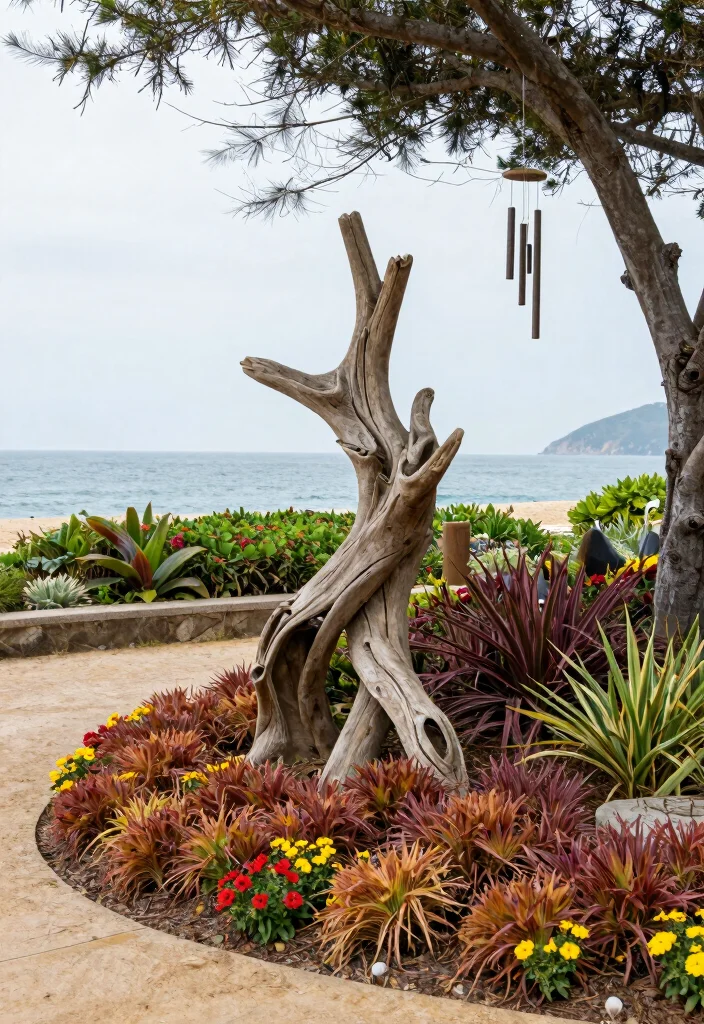 12 Coastal Landscaping Ideas for Breezy Salt Tolerant Outdoor Style 9 12 Coastal Landscaping Ideas for Breezy Salt Tolerant Outdoor Style - 9. Incorporate Outdoor Art 1