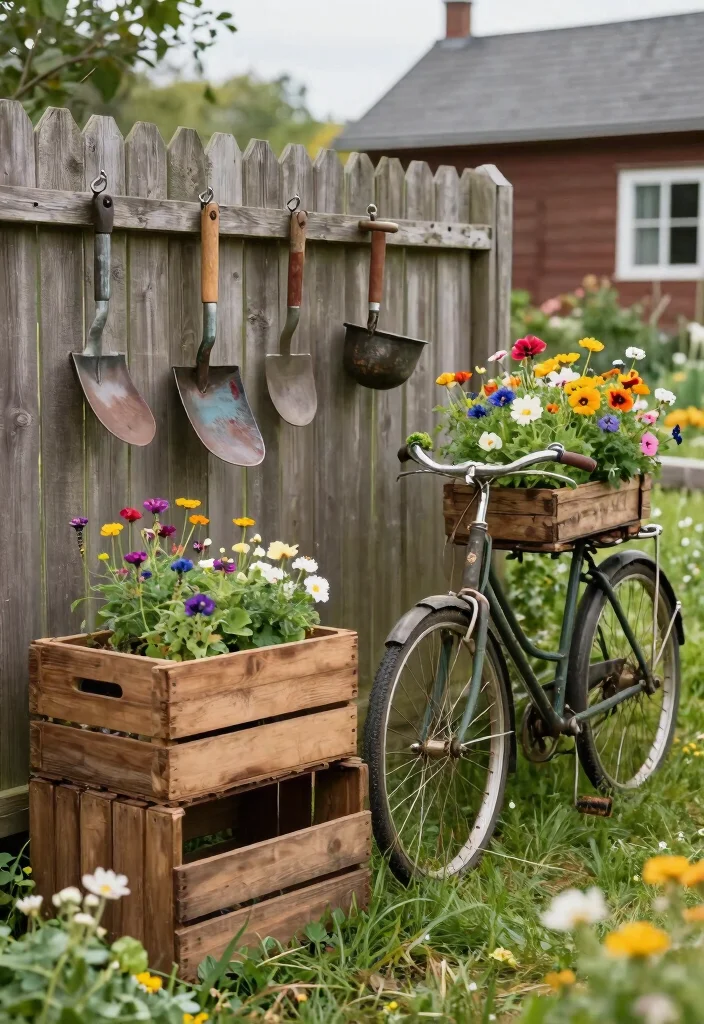 12 Country Farmhouse Landscaping Ideas for Rustic Charm and Curb Appeal 2 12 Country Farmhouse Landscaping Ideas for Rustic Charm and Curb Appeal - 2. Incorporate Rustic Garden Decor 1