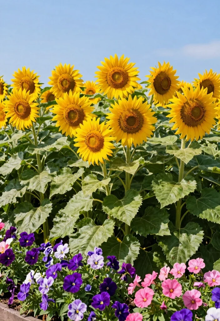12 Front Flower Bed Ideas Full Sun for Bright Colorful Plant Displays 2 12 Front Flower Bed Ideas Full Sun for Bright Colorful Plant Displays - 2. Cheerful Sunflower Border 1
