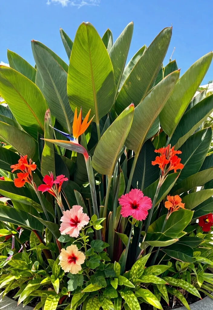 12 Front Flower Bed Ideas Full Sun for Bright Colorful Plant Displays 5 12 Front Flower Bed Ideas Full Sun for Bright Colorful Plant Displays - 5. Exotic Tropical Vibes 1