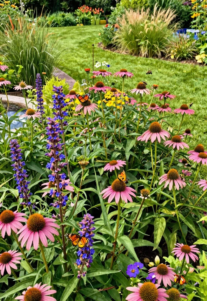 12 Front Flower Bed Ideas for Beautiful Welcoming Curb Appeal - 10. Wildlife-Friendly Flowers 1