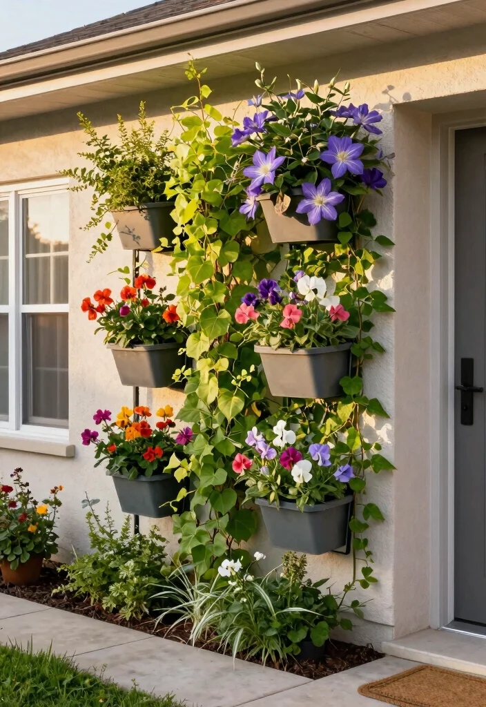 12 Front Flower Bed Ideas for Beautiful Welcoming Curb Appeal - 9. Vertical Gardens 1