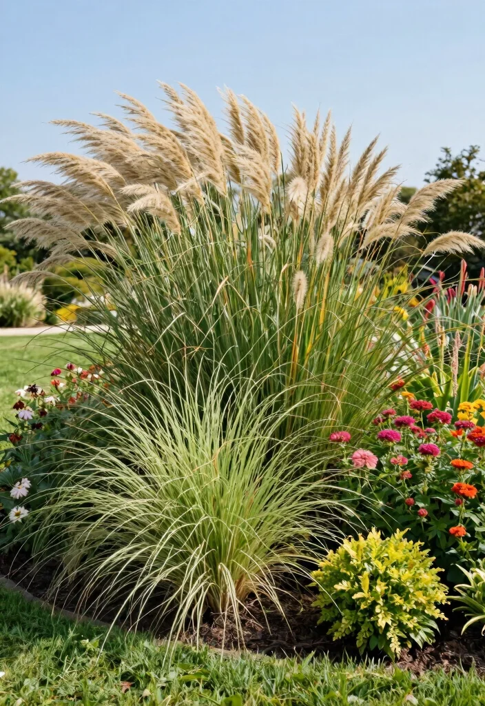 12 Front Garden Bed Ideas for Polished Neat and Inviting Entryways - 4. Ornamental Grasses for Texture 1