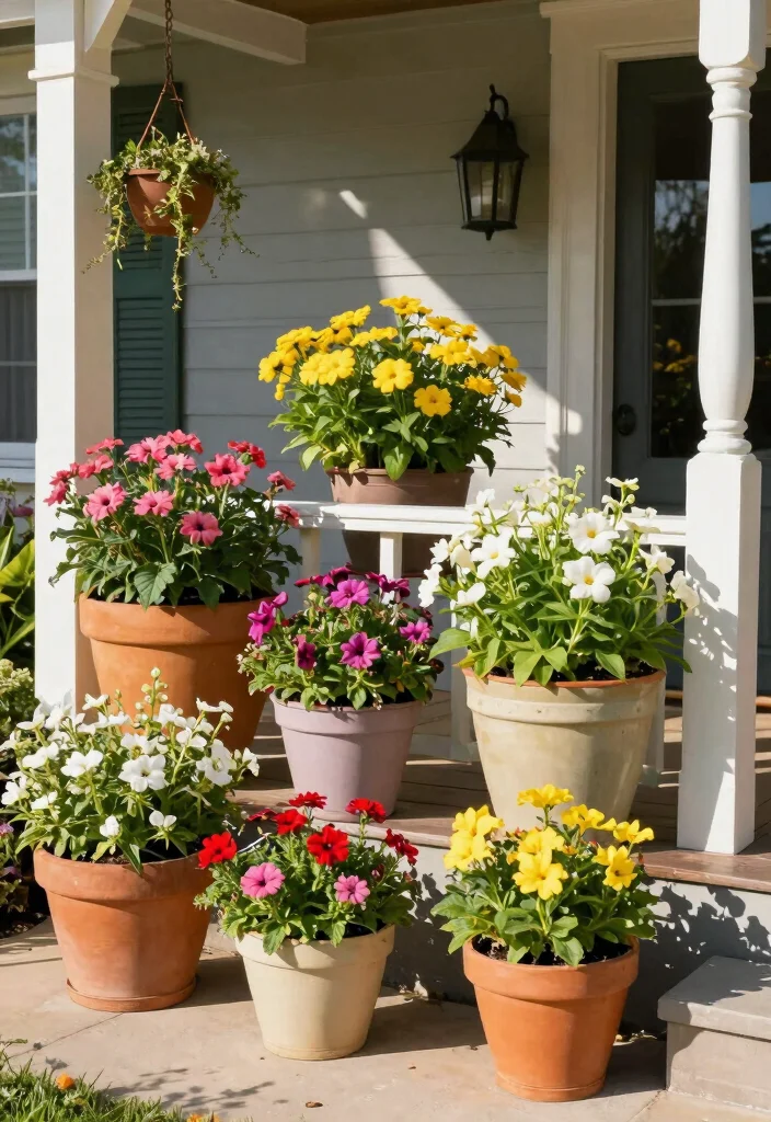 12 Front Garden Bed Ideas for Polished Neat and Inviting Entryways - 7. Container Gardens 1