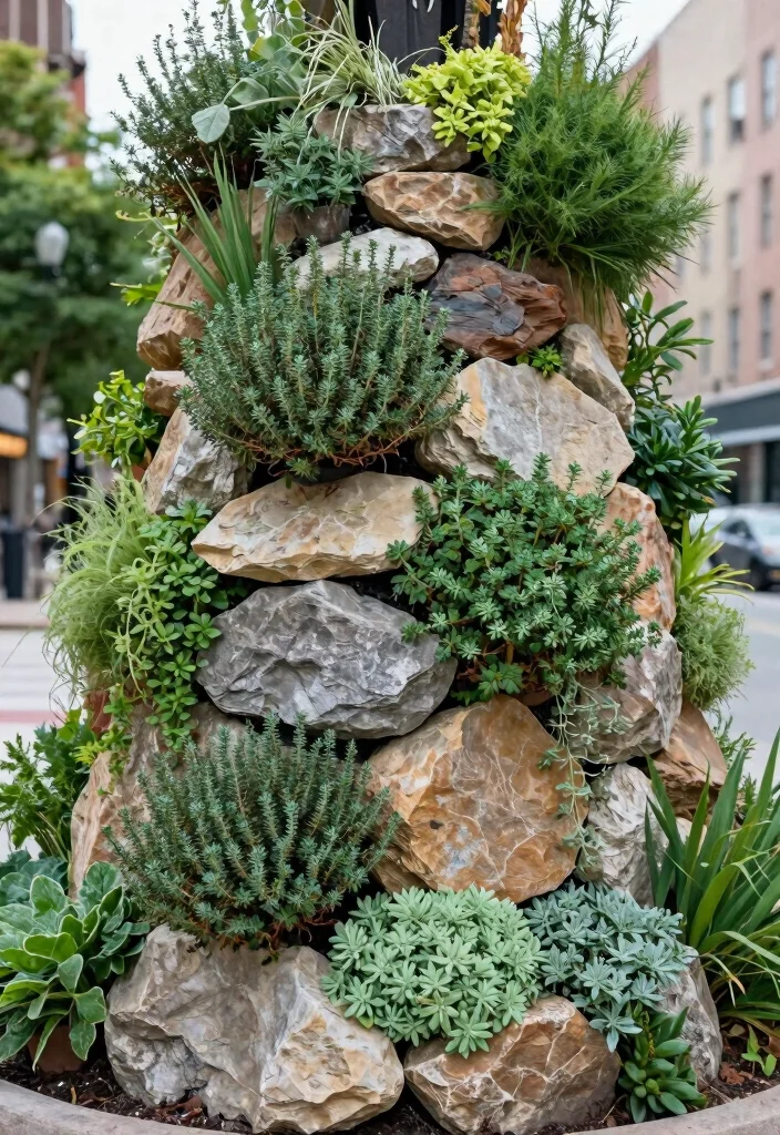 12 Front Yard Landscaping Ideas with Rocks for Low Water Easy Care Design - 8. Vertical Rock Garden 1