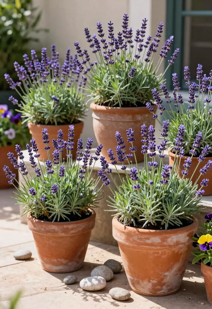 12 Lavender Landscaping Ideas for Fragrant Colorful and Pollinator Friendly Beds - 3. Lavender Containers 1