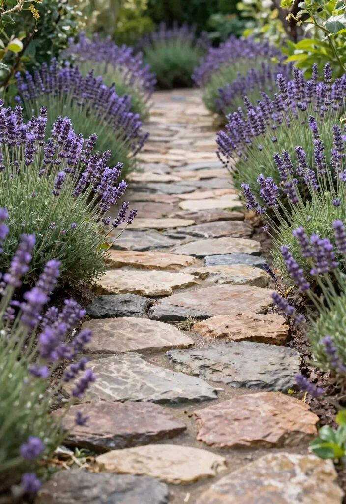 12 Lavender Landscaping Ideas for Fragrant Colorful and Pollinator Friendly Beds - 4. Lavender and Stone Paths 1