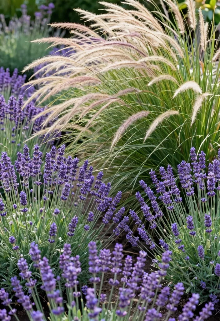12 Lavender Landscaping Ideas for Fragrant Colorful and Pollinator Friendly Beds - 9. Lavender and Ornamental Grasses 1