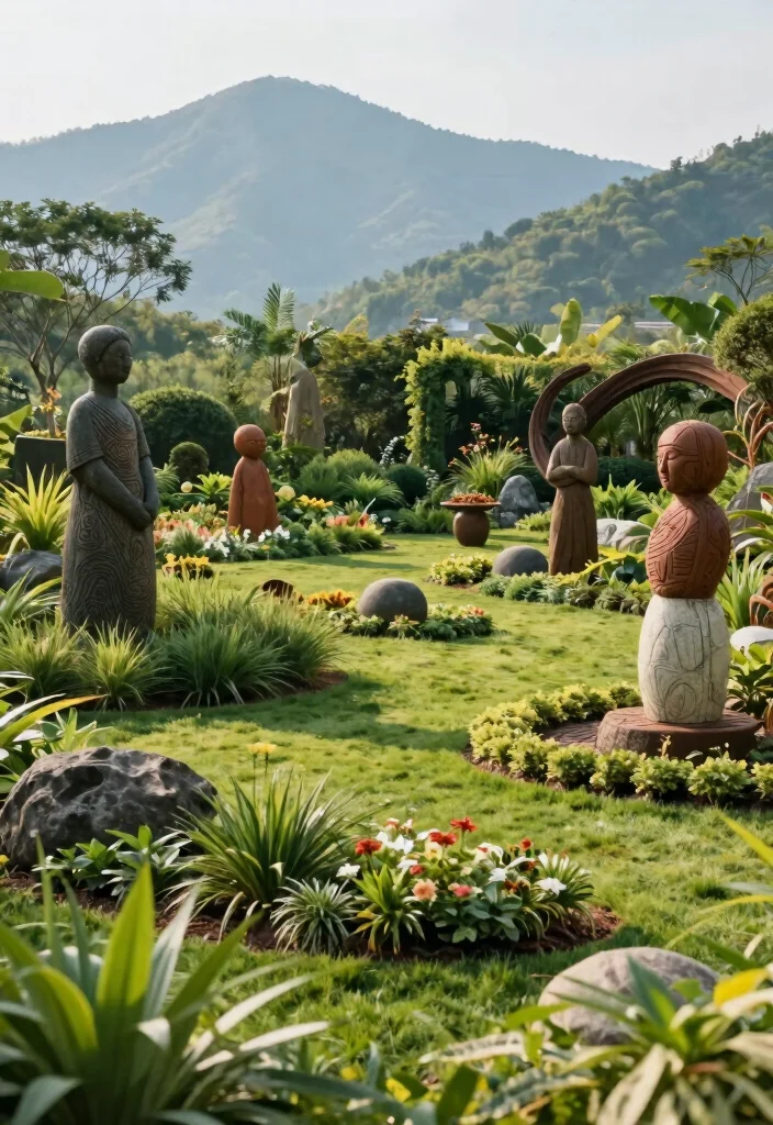 12 Mountain Landscaping Ideas for Natural Textures and Native Beauty - 12. Incorporating Art 1