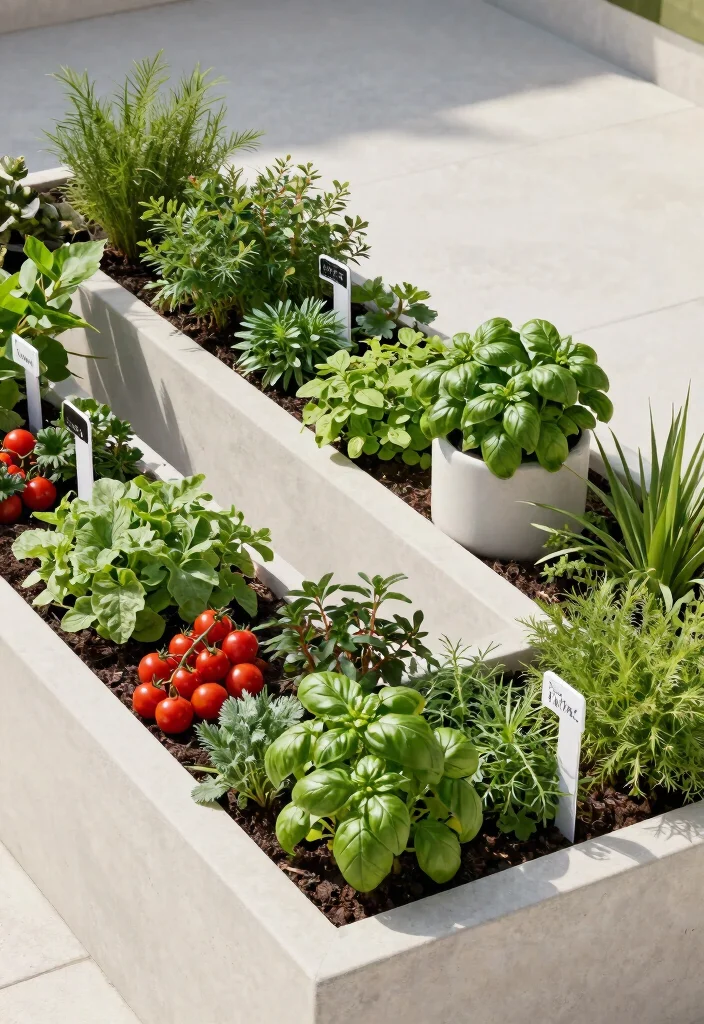 12 Narrow Flower Bed Ideas for Tight Spaces and Clean Borders - 12. Modern Minimalist Edibles 1