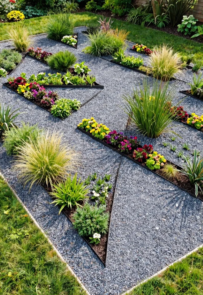 12 Pea Gravel Flower Bed Ideas for Drainage Texture and Low Maintenance - 3. Geometric Designs 1