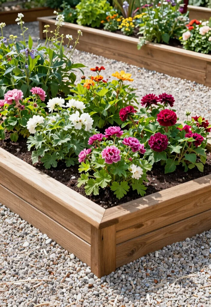12 Pea Gravel Flower Bed Ideas for Drainage Texture and Low Maintenance - 9. Raised Beds with Gravel Surrounds 1