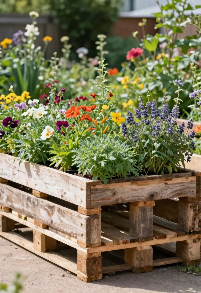 12 Planter Landscaping Ideas for Flexible Colorful and Space Saving Design - 11. Upcycled Pallet Gardens 1