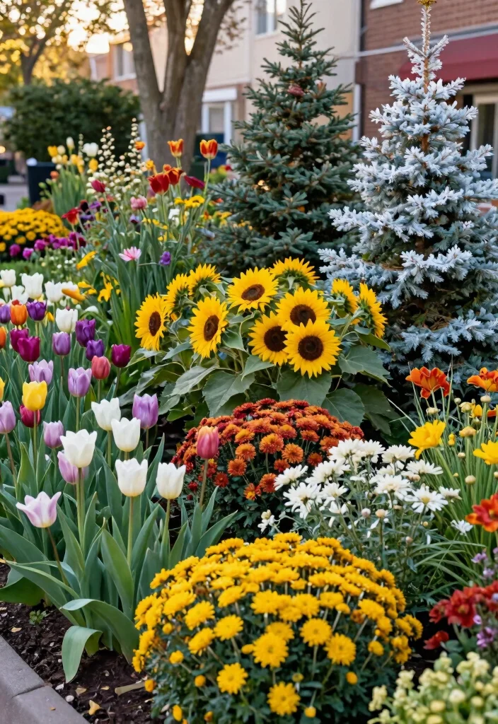 12 Planter Landscaping Ideas for Flexible Colorful and Space Saving Design - 12. Seasonal Plant Rotations 1