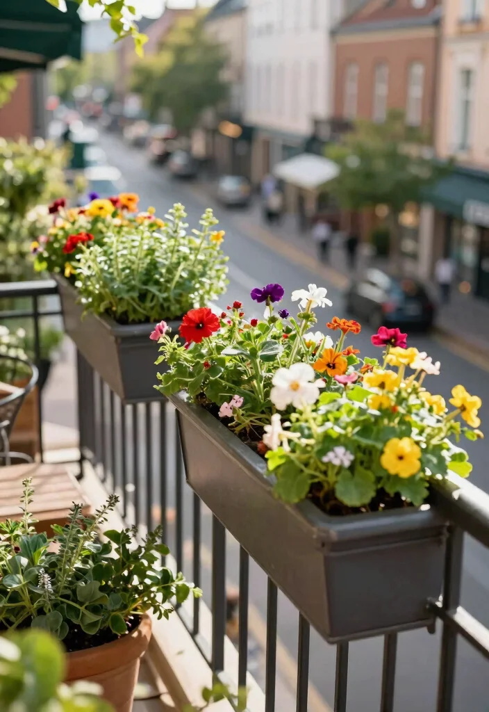 12 Planter Landscaping Ideas for Flexible Colorful and Space Saving Design - 6. Balcony Box Planters 1