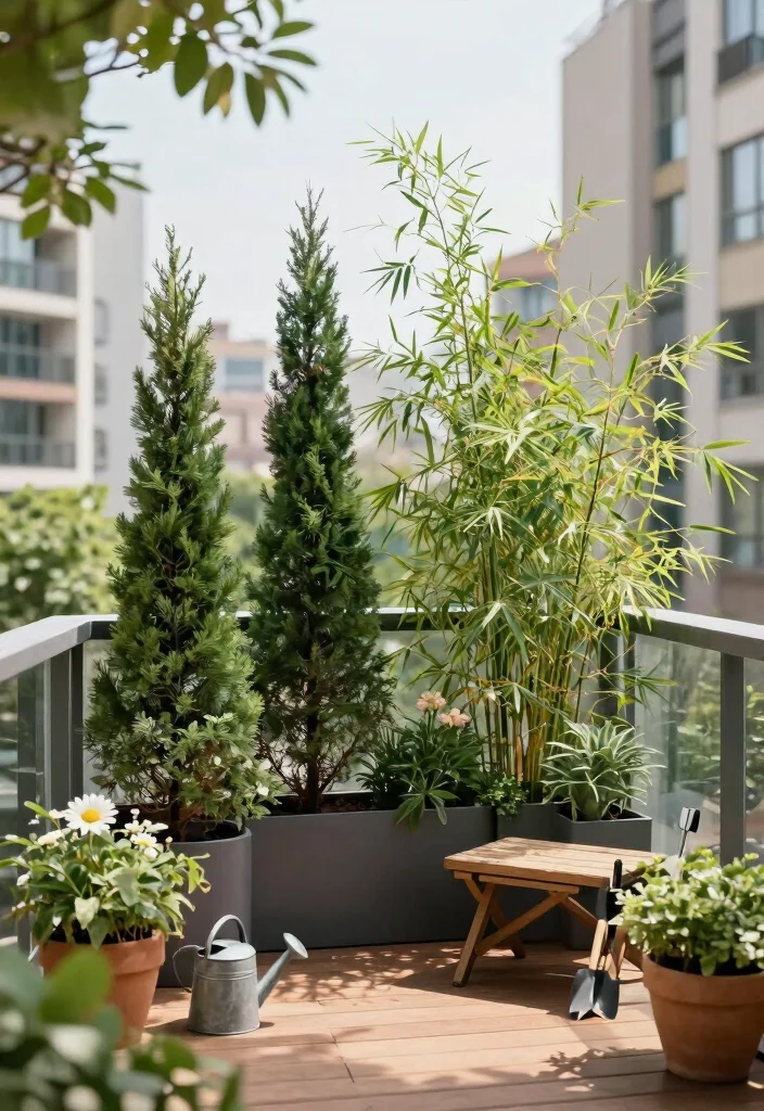 12 Privacy Landscaping Ideas for Screening Shade and Peaceful Spaces 1 12 Privacy Landscaping Ideas for Screening Shade and Peaceful Spaces - 1. Tall Potted Trees 1