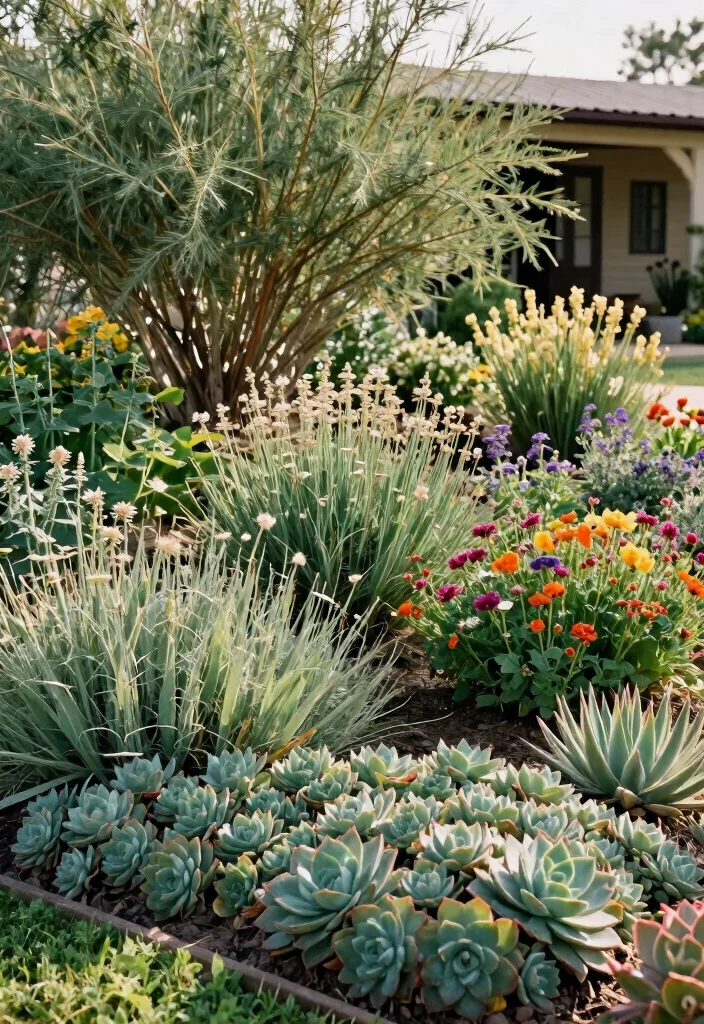 12 Ranch House Landscaping Ideas for Open Simple and Southwestern Style - 8. Layered Landscaping 1