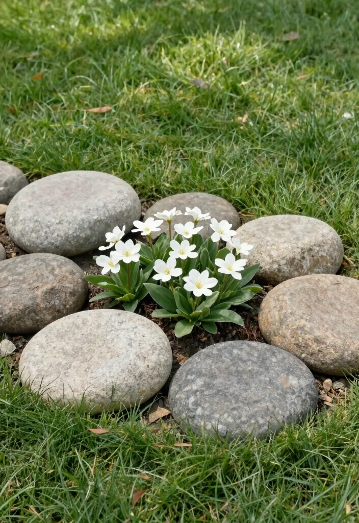 12 River Rock Flower Bed Ideas for Clean Drainage and Visual Contrast 4 12 River Rock Flower Bed Ideas for Clean Drainage and Visual Contrast - 4. Serenity in Simplicity: Minimalist River Rock Beds 1