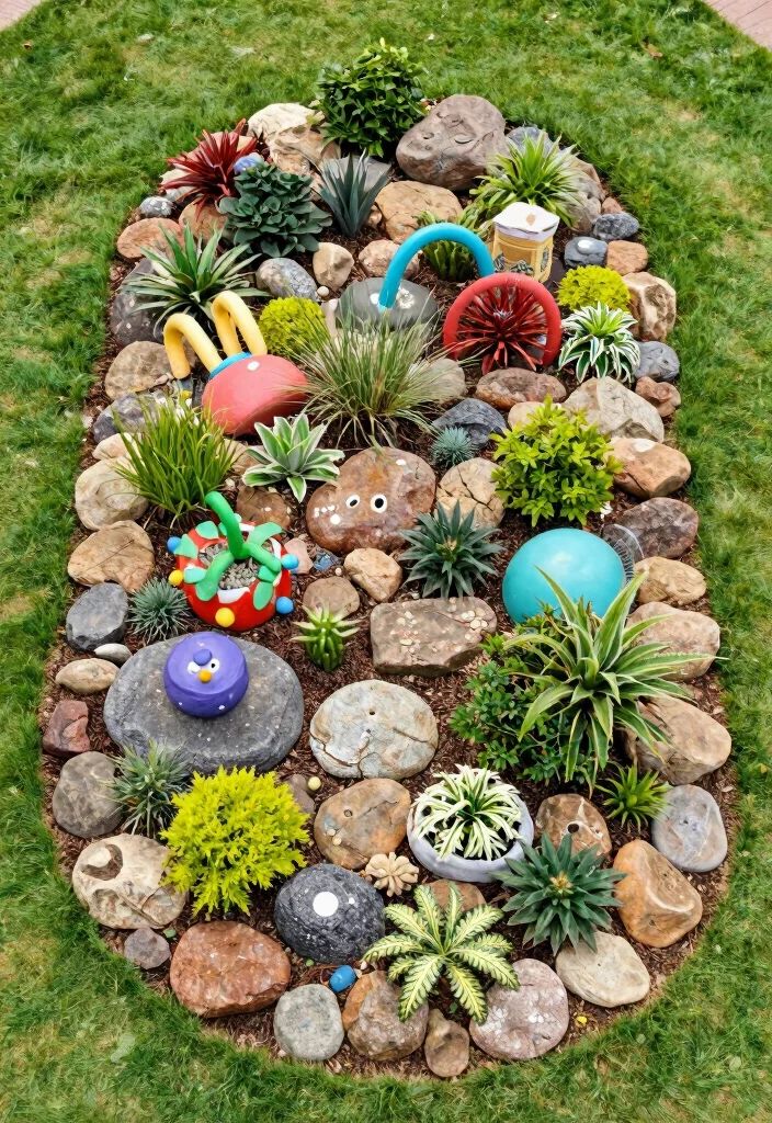 12 Rock Bed Ideas for Low Maintenance Modern Garden Landscaping - 11. Themed Rock Bed Gardens 1