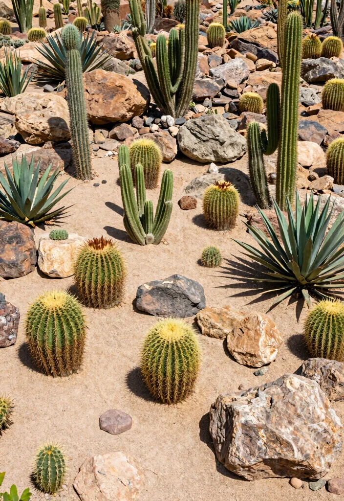 12 Rock Bed Ideas for Low Maintenance Modern Garden Landscaping - 2. Desert-Inspired Rock Bed with Cacti 1