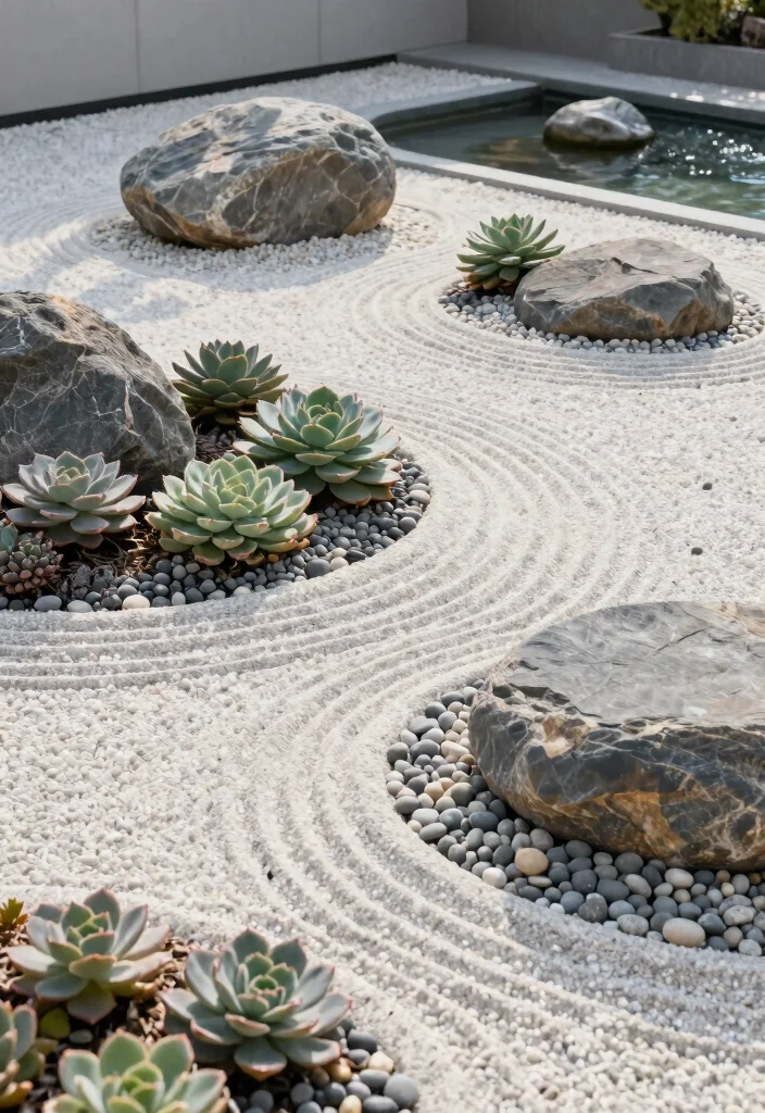 12 Rock Garden Bed Ideas for Natural Texture and Drought Tolerant Style - 1. Minimalist Zen Garden 1