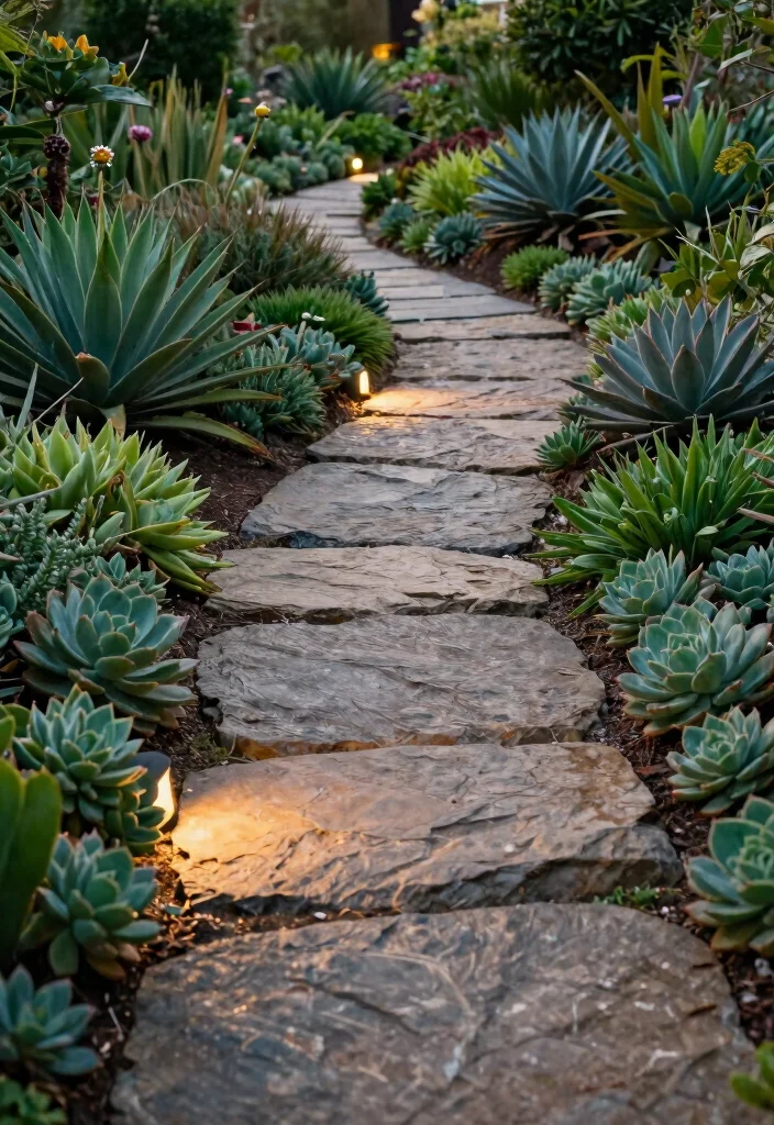 12 Rock Garden Bed Ideas for Natural Texture and Drought Tolerant Style - 5. Rock Pathways 1