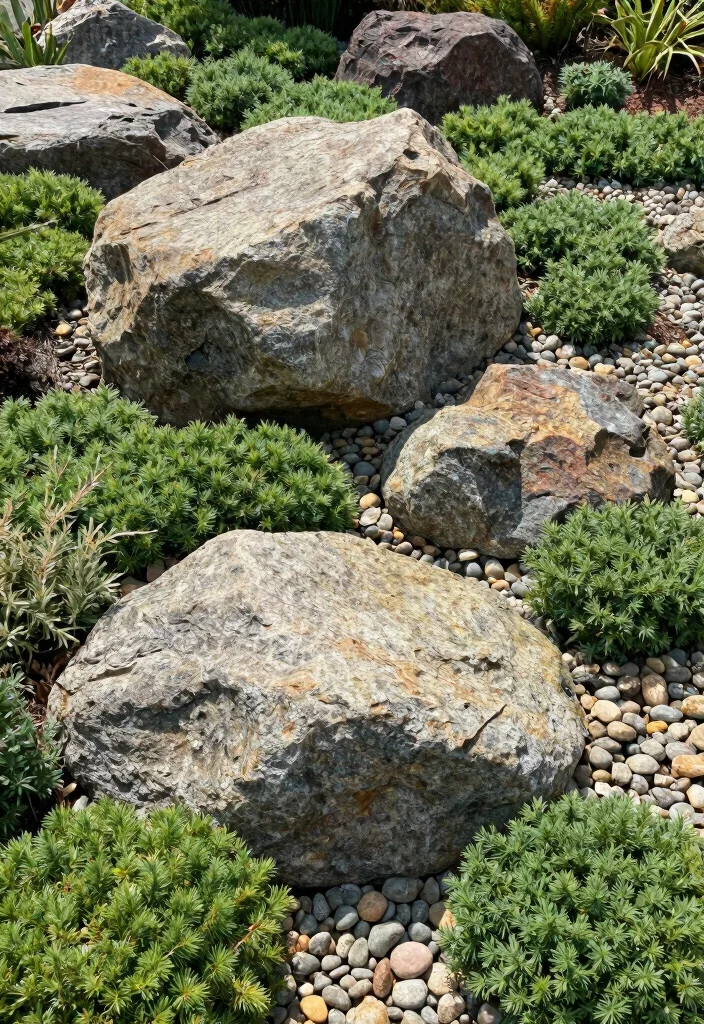 12 Rock Garden Bed Ideas for Natural Texture and Drought Tolerant Style - 6. Boulder Focal Points 1