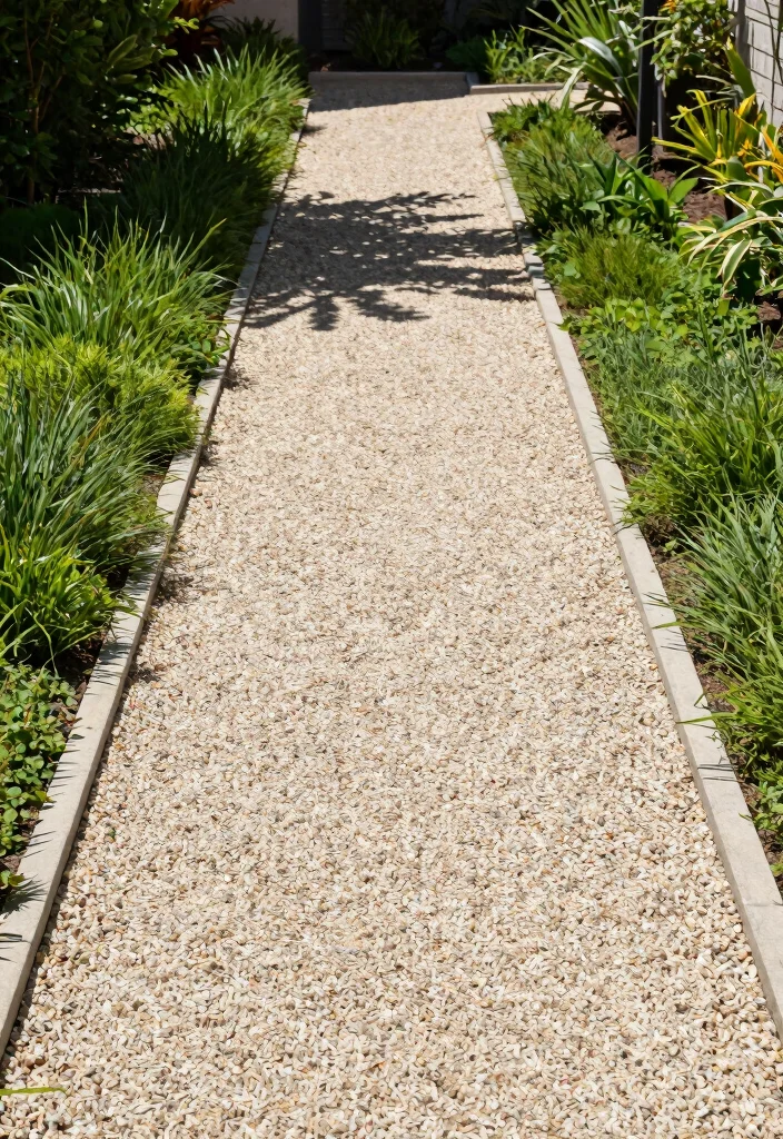 12 Rock Landscaping Ideas for a Modern Low Maintenance Front Yard - 5. Gravel Walkway 1