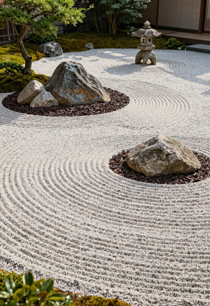 12 Rock and Mulch Landscaping Ideas for Clean Contrast and Weed Control - 1. Japanese Zen Garden Inspiration 1