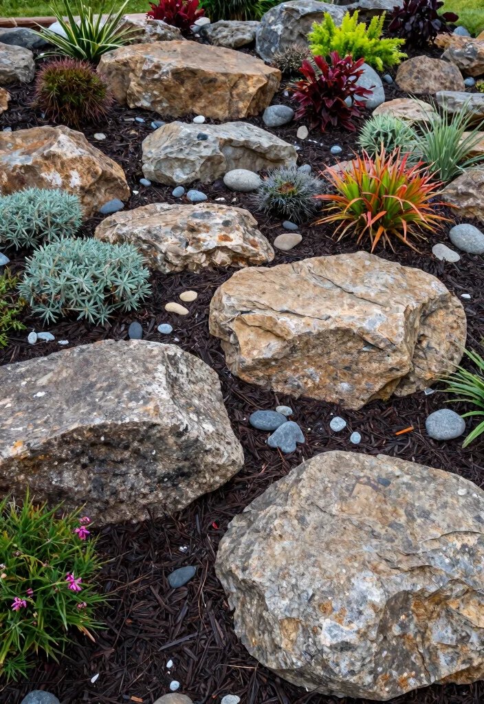 12 Rock and Mulch Landscaping Ideas for Clean Contrast and Weed Control - 10. Layered Rock and Mulch Designs 1