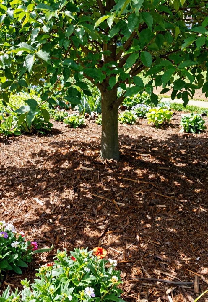 12 Rock and Mulch Landscaping Ideas for Clean Contrast and Weed Control - 5. Mulch Around Trees 1