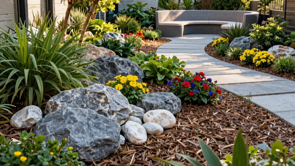 12 Rock and Mulch Landscaping Ideas for Clean Contrast and Weed Control