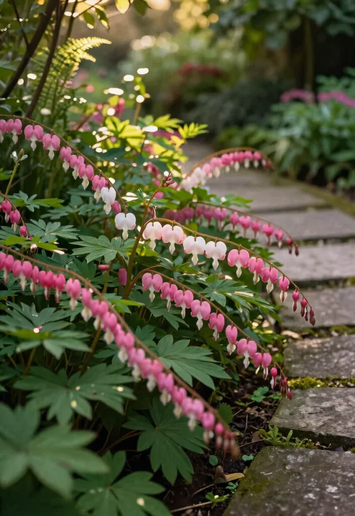 12 Shady Flower Bed Ideas for Lush Greenery and Low Light Spaces - 3. Bleeding Hearts: Heartfelt Beauty 1