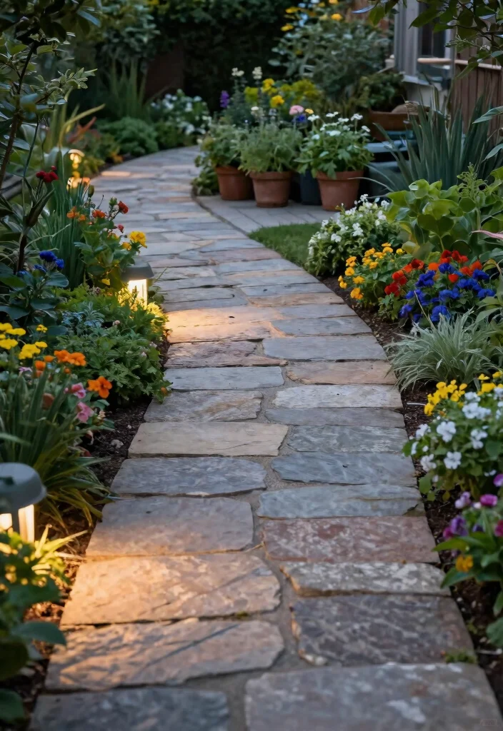 12 Side Yard Landscaping Ideas for Functional Walkways and Green Space - 1. Create a Curvy Stone Pathway 1
