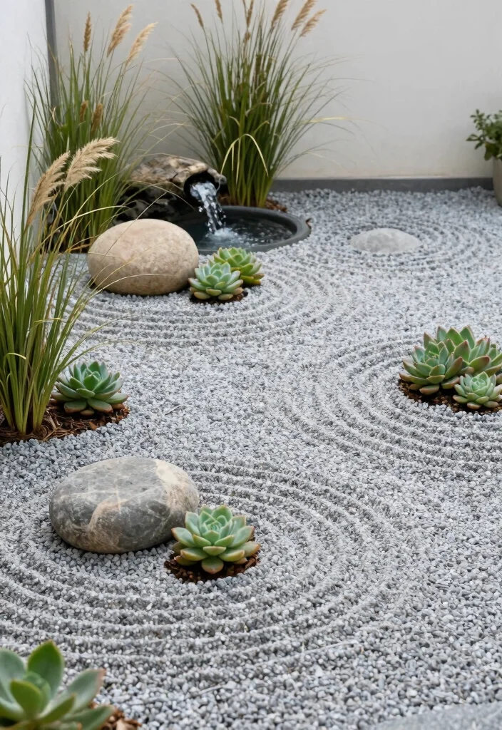 12 Side Yard Landscaping Ideas for Functional Walkways and Green Space - 6. Create a Mini Zen Garden 1