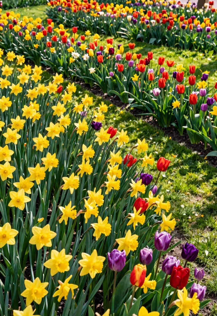 12 Sloping Flower Bed Ideas for Erosion Control and Layered Beauty - 10. Seasonal Bulbs: A Burst of Spring Color 1