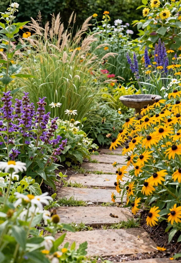 12 Sloping Flower Bed Ideas for Erosion Control and Layered Beauty - 2. Pollinator Pathway: Eco-Friendly and Vibrant 1