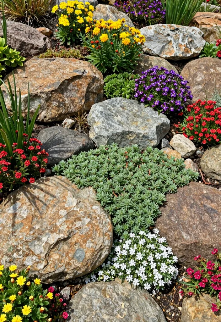 12 Sloping Flower Bed Ideas for Erosion Control and Layered Beauty - 5. Rock Gardens: Nature’s Sculptural Elegance 1