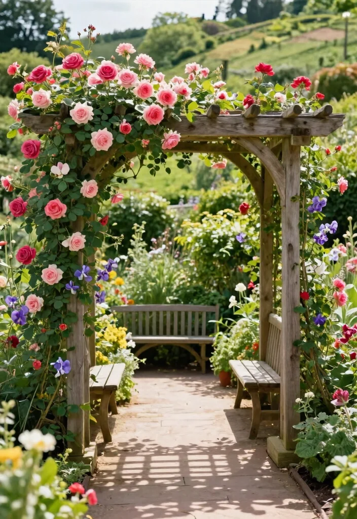 14 Backyard Hillside Landscaping Ideas for Terraced Stable and Scenic Spaces - 6. Design a Focal Point with an Arbor or Trellis 1